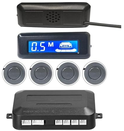 Capteur de stationnement Radar Recul Arrière pour Voiture Capteur Stationnement Parktronic LCD Avertisseur Sonore 4(Grey)