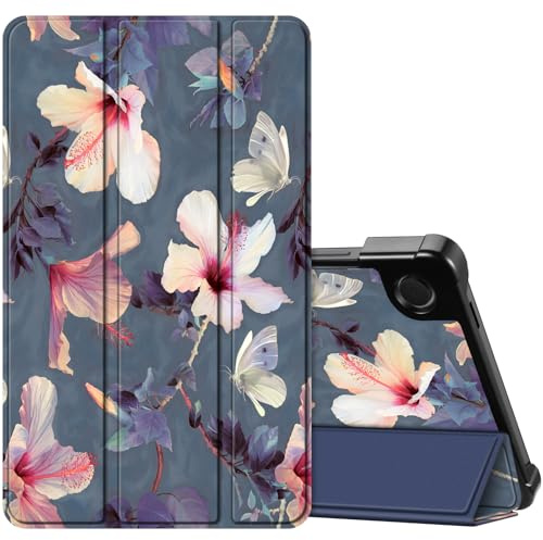 Fintie Hülle für Samsung Galaxy Tab A11/Tab A9 8,7 Zoll 2025/2023 - Schlank Kunstleder Tablet Schutzhülle mit Standfunktion, Blühender Hibiskus