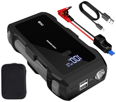 Holdes Dispositivo di avviamento portatile per auto, 8000 mAh, ricarica rapida USB, per camion, moto, barche, SUV e trattori