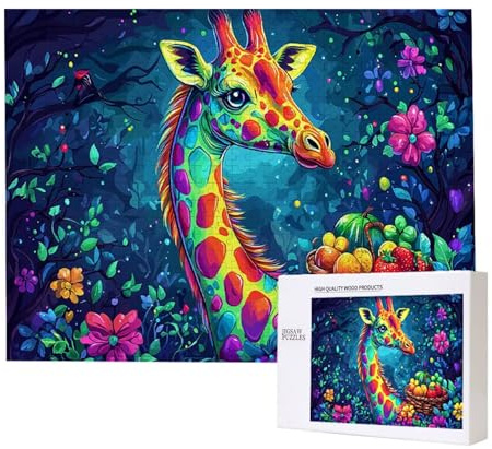 Puzzle 1500 Teile Erwachsene Giraffe, Impossible Klassische Jigsaw Puzzles 87 x 57cm, Geschicklichkeitsspiel für die ganze Familie, Puzzle farbenfrohes Legespiel Home Dekoration Geschenk k-1024
