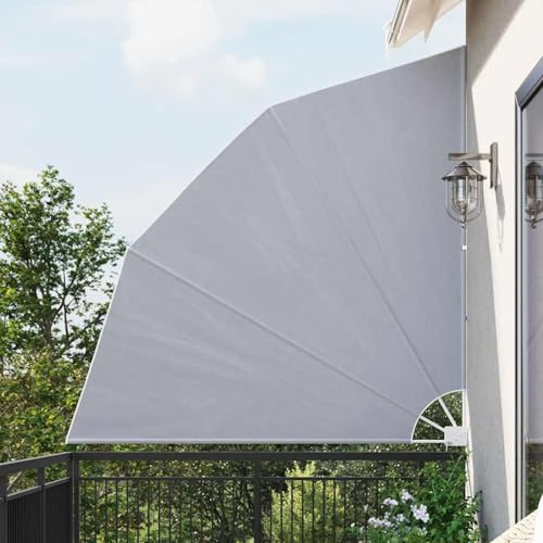 Gecheer Faltbarer Balkonfächer Grau 210×210 cm, Faltbarer Balkonfächer Sichtschutz Terrasse Balkonsichtschutz Seitenmarkise41573