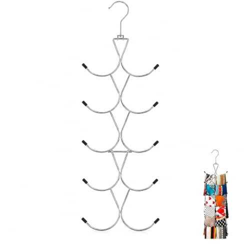 1 colgador para bufandas, organizador de bufandas con 12 ganchos, soporte para bufanda de 12 compartimentos, soporte para corbatas y ganchos para chales y accesorios para bufandas y cinturones y