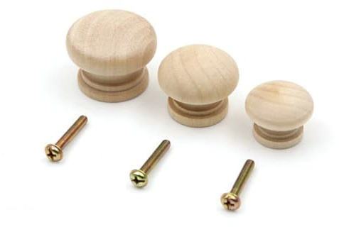 jojofuny 15 Stück Runde Schubladengriffe aus Buchenholz Einfache Montage Robust und Stilvoll Beige Holzknöpfe für Schubladen und Schränke im Home Office