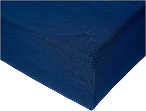 Amazon Basics Bedding Soft Microfibre King Size Fitted Sheet with 12 inch (30 cm) Deep Pocket, 150 x 200 cm, Navy Blue