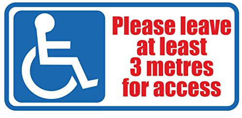 Disabled Please Leave 3 Metres for Access Self Adhesive Vinyl Car Van Stickers fir Vehicles 200mm by 90mm