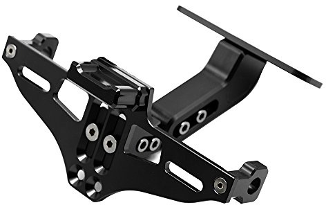 Universell Motorrad Kennzeichenhalter Kurz Einstellbar Nummernscchildhalter Eliminator Halter mit LED Licht für MT-01 MT-03 MT-07 MT-09 MT-10 Z650 Z800 Z1000 YBR 125 XJ6 XJR1300 R1 R3 Schwarz