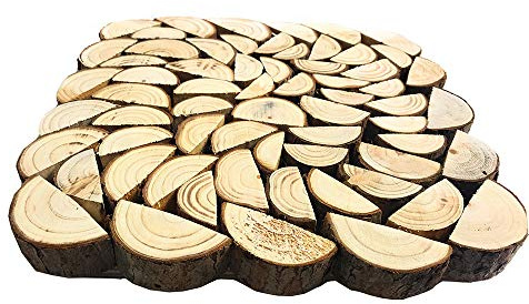 Vetrineinrete® Base Decorativa a Forma di Corteccia Quadrata in Rilievo in Legno Decorazione Tavolo centrotavola alzatina sottovaso sotto pianta (25x25 cm) G73