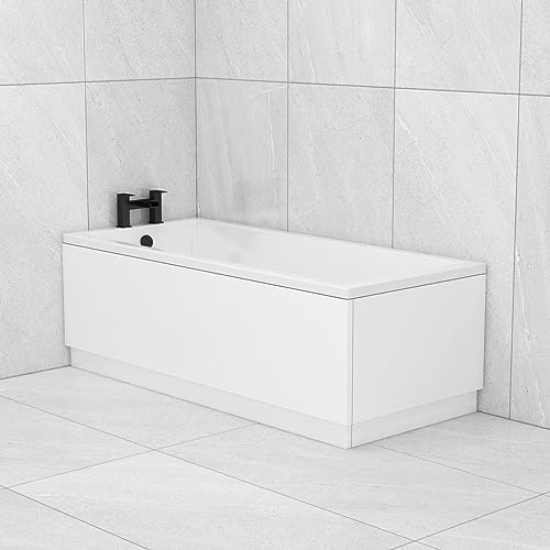 1500 x 700mm Designer Single Ended Bathtub Acrylic Square Bathroom Square White Soaking Bath Tub - Cesar