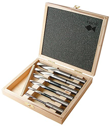 Langlochbohrer Set 6-tlg. - gedrehte Ausführung - linkslaufend Ø 6-16 mm, Schaft 13 mm in einer Holzkassette