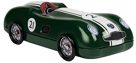 Powerhaus24 - Boîte métallique en forme de voiture de sport, avec roues pivotantes - Verte - Boîte de rangement, boîte à biscuits - Volume 1 l, avec recette PH24