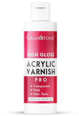 GRANOTONE Clear Coat Acrylic High Gloss Varnish Finish 6.76 fl oz Non Yellowing Non Toxic Anti Crazing 200 ML for Pro Artists Hobby Painters