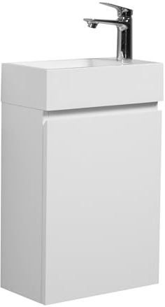 Badplaats B.V. WC Badmöbel Angela 40x22 cm Matt weiß - Schrank Waschbecken Badezimmer Toilette