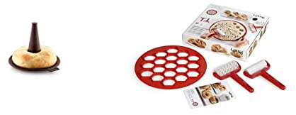 Lékué 0220350M10M017 Lot de 6 Moules pour Préparer Bagels, Silicone, Brun, 10,3 x 12,4 x 13,5 cm & Kit Petits Fours, Plastique, Rouge, 30 x 30 x 1,5 cm