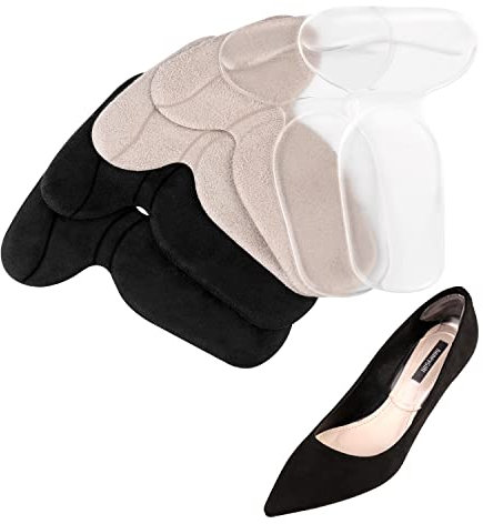 Heel Grips Shoes Too Big,3 Pairs Women Back Heel Protector Gel Shoe Inserts Liners Pads Anti Slip Shoes Too Big High Heel Grips for Shoes Boots (Flannel+Transparent)