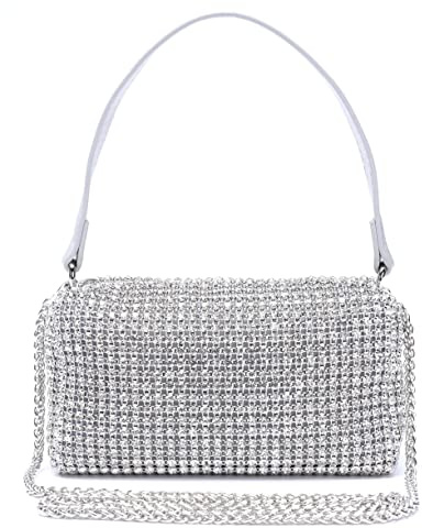 Ever Bloom Glänzende Kettentasche Umhängetasche Damen, Clutch Tasche Crossbody Handtasche Hochzeit, Abendtasche Glitzer Schultertasche Mädchen