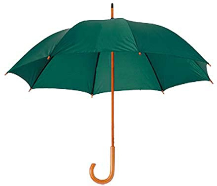 Generico Ombrello Grande di Legno Uomo Donna Pioggia Vento Manico Asta Colorato Manuale (VERDE)