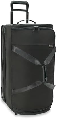 Briggs & Riley Medium 2-Wheel Duffle - Checked Luggage for Travel, Suitcases with Wheels, Softside Rolling Bag for Men & Women, Self-Repairing Zipper - Baseline Collection, Black