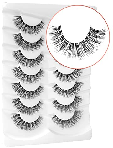 Onlyall Natürliche Wimpern Nerz Falsche Wimpern Natürliche Wispy Lashes Weiche Klare Band Lashes Fluffy Falsche Wimpern 14MM A11