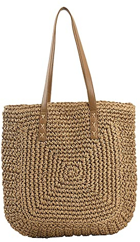 XIANXIAN Große Stroh Strandtasche Damen Stroh Handtasche Sommer Handarbeit Umhängetasche Böhmische Handgewebt Shopper Handtasche Crossbody Strohtasche for Damen Mädchen Frau