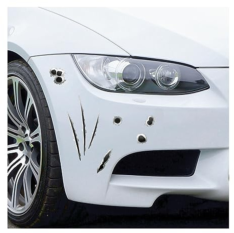 JNNJ Pegatinas de Simulación de Agujero de Bala, Calcomanías de Falsas de Disparos de Pistola, 3D Pegatinas Universal para Coche Camiones Motos, Personalidad Creativa Calcomanías para Auto(R458-2)