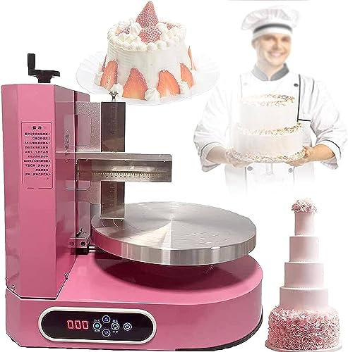 RayGenius Cake Cream Spreading Coating Smearing Machine Cake Cream Smoother Adjustable Cake Scraper for 4-12inch Cake 304 Stainless Steel,Pink,Pink