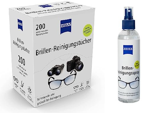 Paule & Knopf ZEISS XL Box - 200 toallitas limpiadoras para gafas + spray limpiador de 240 ml