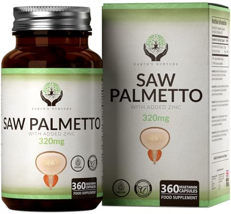 EN Saw Palmetto Prostata Integratore | 360 Serenoa Repens Capsules | ad Alto Dosaggio Estratto di Palmetto Saw 320mg con Zinco 15mg | Non-OGM, Senza Glutine e Allergeni | Prodotto nel Regno Unito