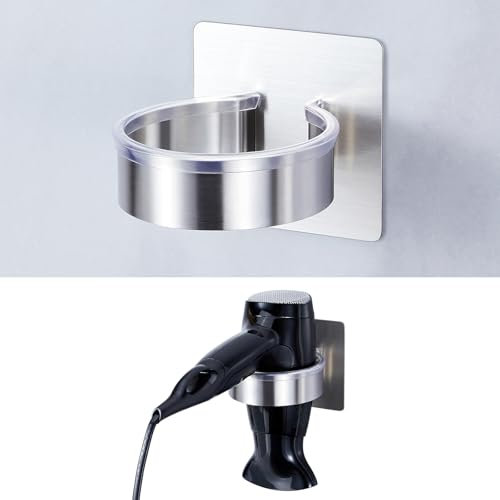 XILIMEN Föhnhalter Wand Ohne Bohren, Fön Halterung Edelstahl, Wandhalterung Fön, Selbstklebend Fönhalter Haartrocknerhalter, Föhnhalterung Aufbewahrung für Baderzimmer Barbershop