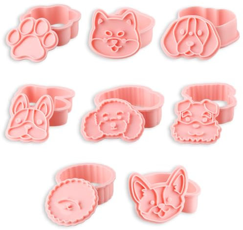 GLADFRESIT 8PCS Dog Head Biscuit Mould Cartoon Puppy 3D Press Cutting Mould Bakery Set for Cookies & Fondant Cakes Biscuits