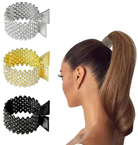 3 Stück Haarspangen mit Kristallen, Haarspangen mit Strass, Haarspangen, rutschfest, für Mädchen und Damen, Pferdeschwanz, zur Verschönerung Ihrer Frisur mit Eleganz