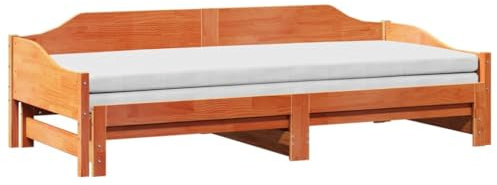 vidaXL Tagesbett Ausziehbar Wachsbraun 80x200 cm Massivholz Kiefer