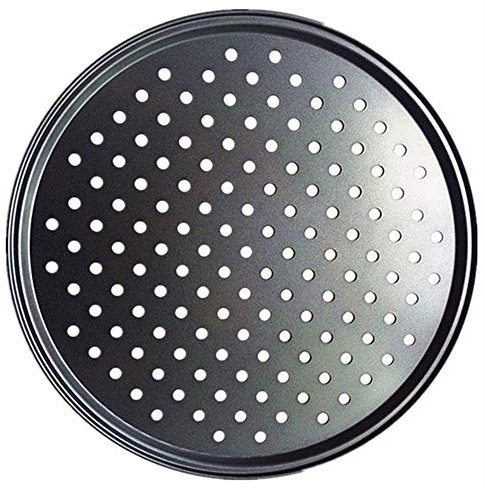 WUSHADEHANS Teglie per Pizza, Teglia for Pizza Antiaderente in Acciaio al Carbonio da 32 cm, Vassoio for Pizza, Supporto for teglie, Utensili da Cucina, Accessori for la Cottura