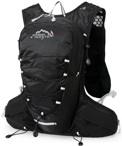 INOXTO Running Backpack, 5-liter lightweight hydration bag for outdoor hiking cross country marathon cycling competition mountaineering water bag backpack for men (Black)