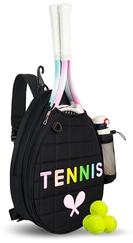 NZNDB Tennisväskor för kvinnor, flickor, tennissling över kroppen, vattentålig tennisväska för pickleball, tennis, racketball (svart)