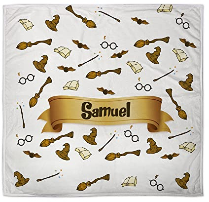 LolaPix Baby Decke. Geschenk für Neugeborene Babys. Personalisierte Decke mit Namen. Vliesstoff. Verschiedene Ausführungen. Zauberer