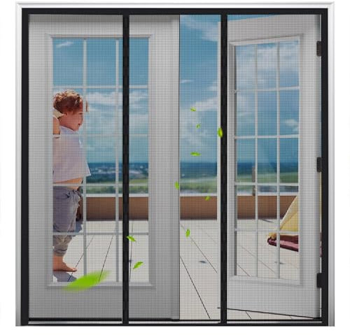 Magnetvorhang Doppeltür Dachfenster 270x190cm Schwarz Fliegengitter Magnet Tür Insektenschutz Fliegengitter Tür Ohne Bohren Magnet Magnetisch Insektenschutzrollo