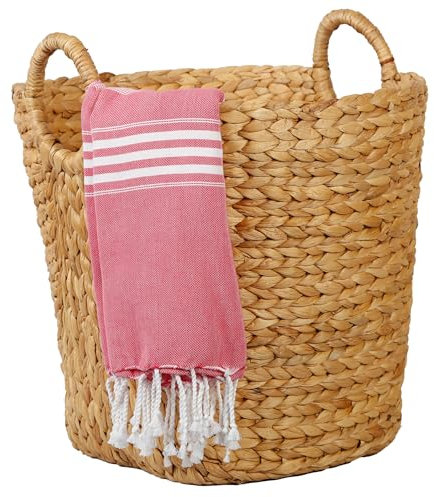 Cesta de almacenamiento de mimbre natural para jacinto de agua, cesta de algas marinas Skandi Boho Chic L Beige IN22