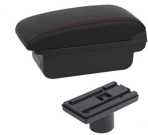 MObyat Caja Almacenamiento Coche Compartimento De Reposabrazos para Coche, Decoración De Estilo De Contenido De Tienda Central con Portavasos USB, para Ibiza 6j 6L(B Red Line 1)