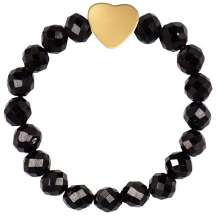 ZENGSING Elastischer Naturstein Ringe Echter Naturstein Ring mit Herz-Anhänger Edelstein Stretch Rings Perlen Ringe Damen Elastisch Perlen Rings Damen