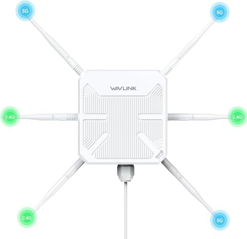 WAVLINK AC1200 Outdoor WLAN Repeater, Dual Band Outdoor Access Point (2.4G/300M + 5G/867M) mit aktivem/passivem PoE, 4 Antennen, wetterfestem IP67-Gehäuse, Gigabit WAN/LANoutdoor wireless access point