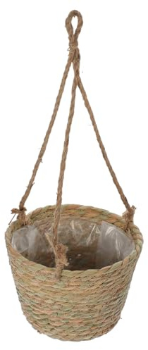 Toddmomy Fioriera Sospesa Intrecciata in Paglia Vaso per Fiori da Parete o Balcone Cesto per Piante da Interno per Ufficio e Giardino