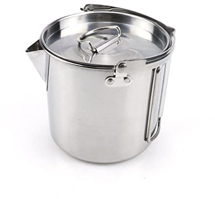 Toyvian Stainless Steel Kettle Hot Soup Cookware Compact Easy Pour Spout Picnic Pot for Camping Hiking Travel Tea Lovers
