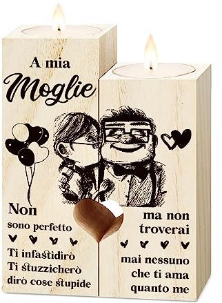 Regalo Moglie, Regalo Anniversario Matrimonio per Lei | Regali Moglie, Regalo Compleanno Moglie, Capodanno, Festa della Donna, San Valentino, Candela in Legno