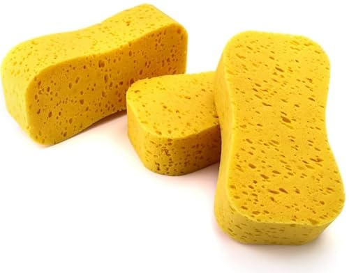 Einaus Lot de 3 éponges de lavage de voiture jaunes hautement absorbantes