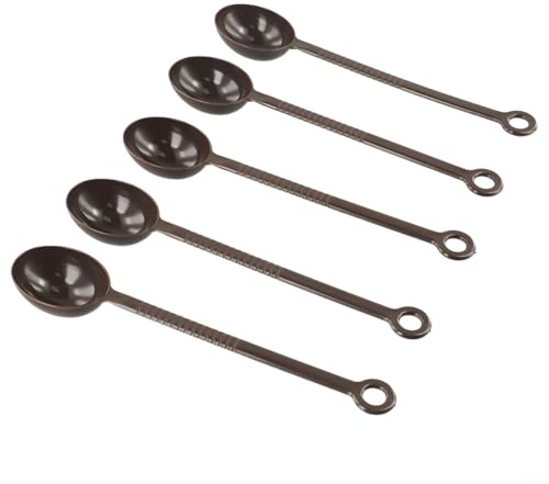 Set di cucchiai dosatori per caffè a manico lungo, in plastica, paletta per caffè espresso in polvere, utensili da cucina, 200 mm, marrone, 5 pezzi