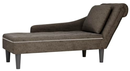 INLIFE Chaiselongue mit Kissen & Rechter Armlehne Grau Kunstleder,Möbel,Stühle,Chaiselongues,Grau,16.2 KG,4009858