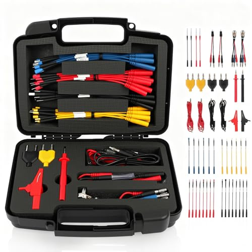 48Teil Multimeter Messspitzen Kit mit 4mm Bananenstecker Kabel Messleitungen Prüfkabel Krokodilklemmen, Prüfkabel – Geeignet für KFZ-Test, Elektriker Werkzeug & Digital-Multimeter Diagnose