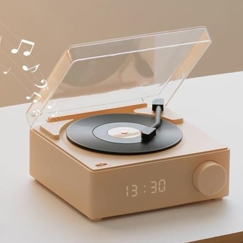 Dilwe Haut-Parleur Tourne-Disque Portable sans Fil, Haut-Parleur Stéréo HiFi Rotatif à 360 Degrés, Trois Modes de Lecture pour Chambre à Coucher (Pink)