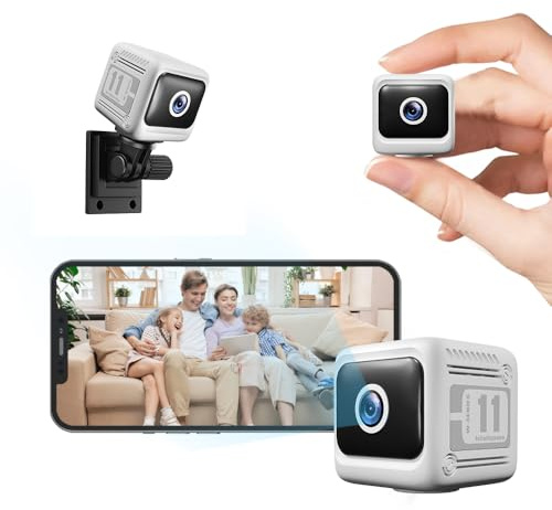 Mini Wireless Security Camera 4K Full HD, Battery Powered Indoor Outdoor, PIR Motion Detection & 0 Lux Night Vision, Cloud/SD Storage, 4-User Live View, Wire-Free Home Security Camera (White)