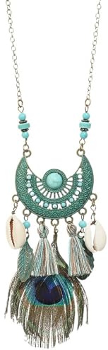 Boho halsband vintage design tofs snäcka hänge halsband tröja kedja daglig användning fest